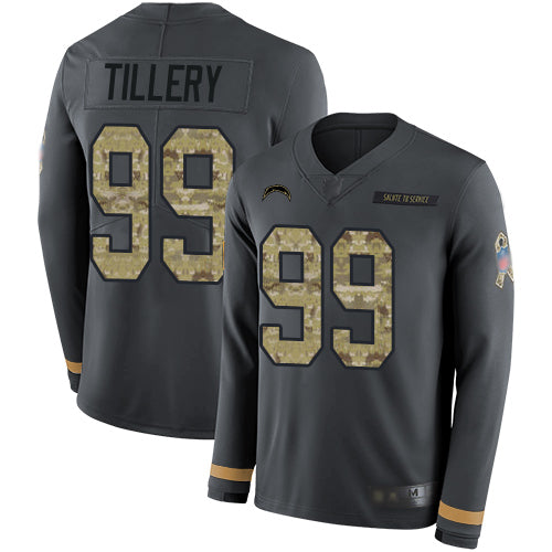 Nike Los Angeles Chargers #99 Jerry Tillery Anthracite Salute to Service Youth Stitched NFL Limited Therma Long Sleeve Jersey Youth