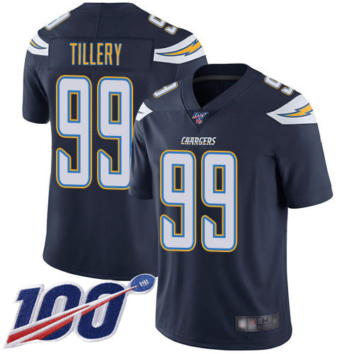 Nike Los Angeles Chargers #99 Jerry Tillery Navy Blue Team Color Men's Stitched NFL 100th Season Vapor Limited Jersey Men's