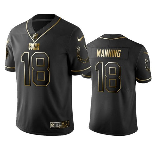 Indianapolis Colts #18 Peyton Manning Men's Stitched NFL Vapor Untouchable Limited Black Golden Jersey Men's