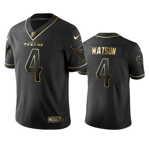 Houston Texans #4 Deshaun Watson Men's Stitched NFL Vapor Untouchable Limited Black Golden Jersey Men's