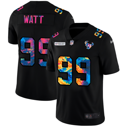 Houston Houston Texans #99 J.J. Watt Men's Nike Multi-Color Black 2020 NFL Crucial Catch Vapor Untouchable Limited Jersey Men's