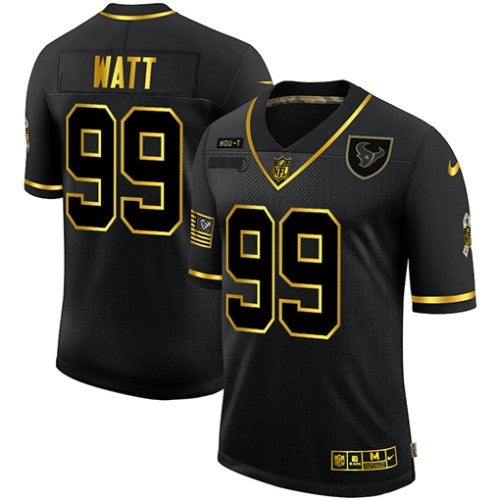Houston Houston Texans #99 J.J. Watt Men's Nike 2020 Salute To Service Golden Limited NFL Jersey Black Men's