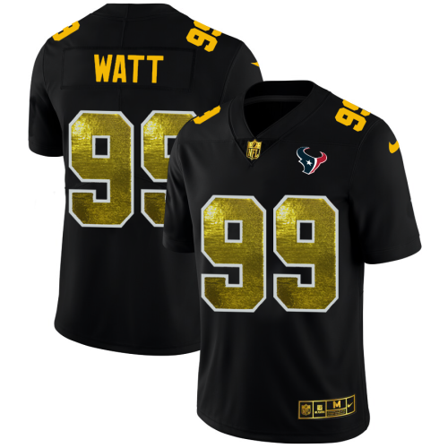 Houston Houston Texans #99 J.J. Watt Men's Black Nike Golden Sequin Vapor Limited NFL Jersey Men's