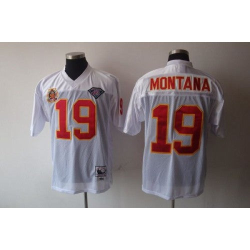 Mitchell & Ness Kansas City Chiefs #19 Joe Montana White 75th Anniversary Stitched Throwback NFL Jersey Men's