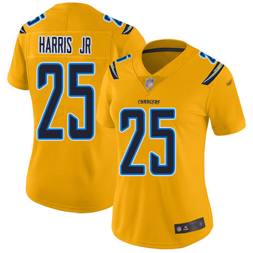 Nike Los Angeles Chargers #25 Chris Harris Jr Gold Women's Stitched NFL Limited Inverted Legend Jersey Womens