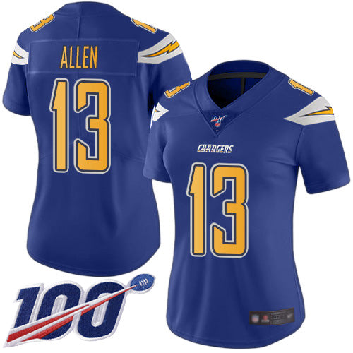 Nike Los Angeles Chargers #13 Keenan Allen Electric Blue Women's Stitched NFL Limited Rush 100th Season Jersey Womens