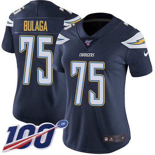 Nike Los Angeles Chargers #75 Bryan Bulaga Navy Blue Team Color Women's Stitched NFL 100th Season Vapor Untouchable Limited Jersey Womens