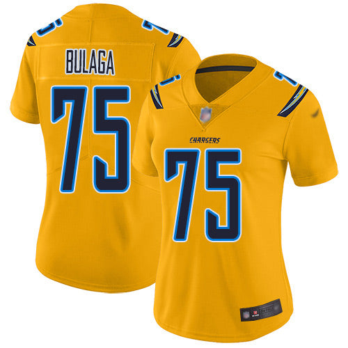 Nike Los Angeles Chargers #75 Bryan Bulaga Gold Women's Stitched NFL Limited Inverted Legend Jersey Womens