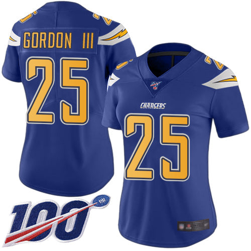 Nike Los Angeles Chargers #25 Melvin Gordon III Electric Blue Women's Stitched NFL Limited Rush 100th Season Jersey Womens