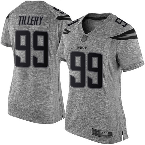 Nike Los Angeles Chargers #99 Jerry Tillery Gray Women's Stitched NFL Limited Gridiron Gray Jersey Womens