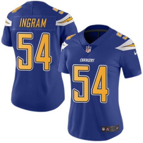 Nike Los Angeles Chargers #54 Melvin Ingram Electric Blue Women's Stitched NFL Limited Rush Jersey Womens