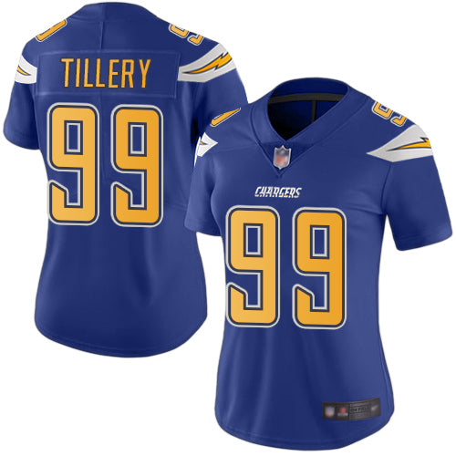 Nike Los Angeles Chargers #99 Jerry Tillery Electric Blue Women's Stitched NFL Limited Rush Jersey Womens