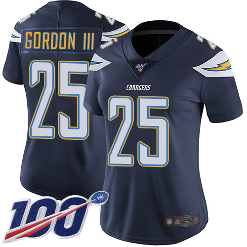 Nike Los Angeles Chargers #25 Melvin Gordon III Navy Blue Team Color Women's Stitched NFL 100th Season Vapor Limited Jersey Womens