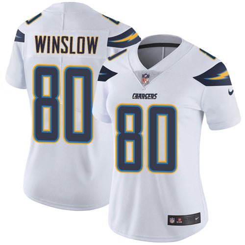 Nike Los Angeles Chargers #80 Kellen Winslow White Women's Stitched NFL Vapor Untouchable Limited Jersey Womens