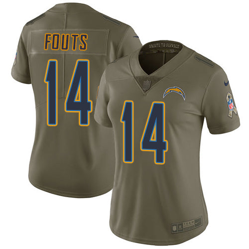 Nike Los Angeles Chargers #14 Dan Fouts Olive Women's Stitched NFL Limited 2017 Salute to Service Jersey Womens