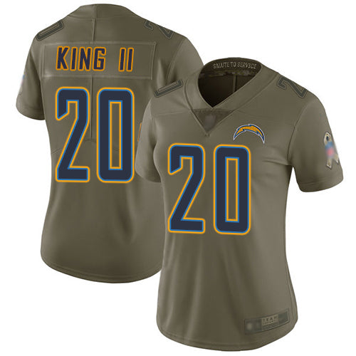 Nike Los Angeles Chargers #20 Desmond King II Olive Women's Stitched NFL Limited 2017 Salute to Service Jersey Womens