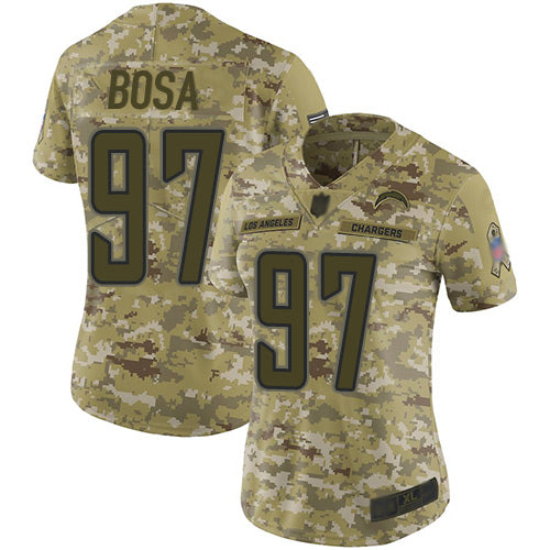Nike Los Angeles Chargers #97 Joey Bosa Camo Women's Stitched NFL Limited 2018 Salute to Service Jersey Womens