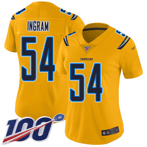 Nike Los Angeles Chargers #54 Melvin Ingram Gold Women's Stitched NFL Limited Inverted Legend 100th Season Jersey Womens