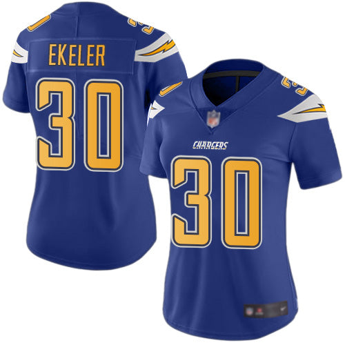 Nike Los Angeles Chargers #30 Austin Ekeler Electric Blue Women's Stitched NFL Limited Rush Jersey Womens
