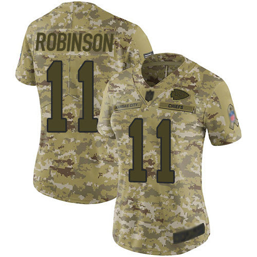 Nike Kansas City Chiefs #11 Demarcus Robinson Camo Women's Stitched NFL Limited 2018 Salute to Service Jersey Womens