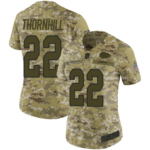 Nike Kansas City Chiefs #22 Juan Thornhill Camo Women's Stitched NFL Limited 2018 Salute to Service Jersey Womens