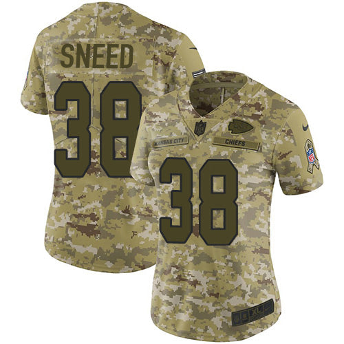 Nike Kansas City Chiefs #38 L'Jarius Sneed Camo Women's Stitched NFL Limited 2018 Salute to Service Jersey Womens
