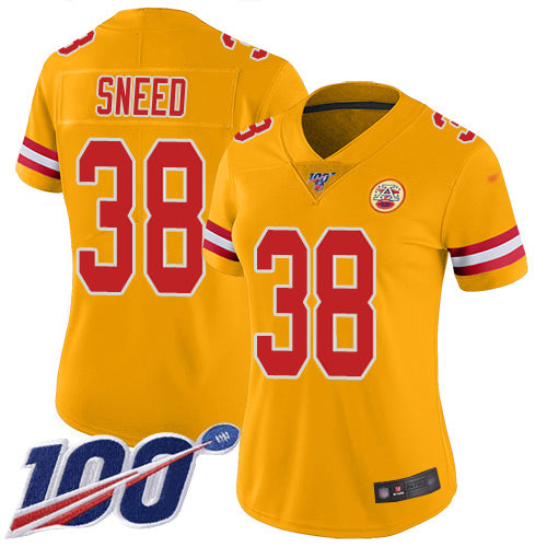Nike Kansas City Chiefs #38 L'Jarius Sneed Gold Women's Stitched NFL Limited Inverted Legend Jersey Womens