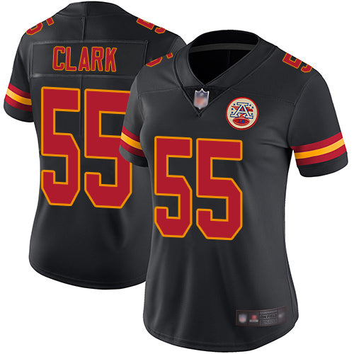 Nike Kansas City Chiefs #55 Frank Clark Black Women's Stitched NFL Limited Rush Jersey Womens