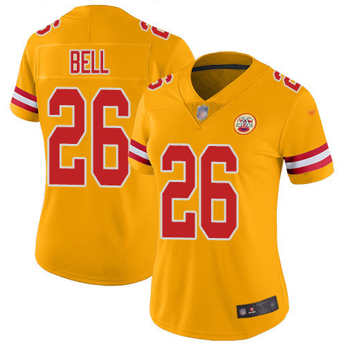 Nike Kansas City Chiefs #26 Le'Veon Bell Gold Women's Stitched NFL Limited Inverted Legend Jersey Womens