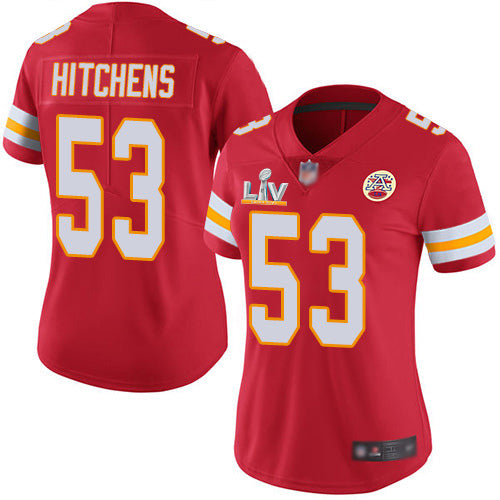 Nike Kansas City Chiefs #53 Anthony Hitchens Red Team Color Women's Super Bowl LV Bound Stitched NFL Vapor Untouchable Limited Jersey Womens