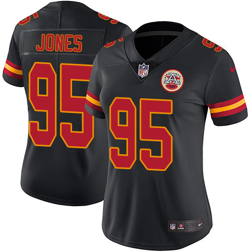 Nike Kansas City Chiefs #95 Chris Jones Black Women's Stitched NFL Limited Rush Jersey Womens