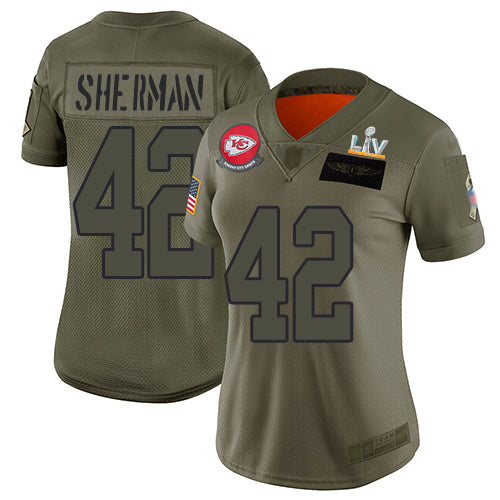 Nike Kansas City Chiefs #42 Anthony Sherman Camo Women's Super Bowl LV Bound Stitched NFL Limited 2019 Salute To Service Jersey Womens