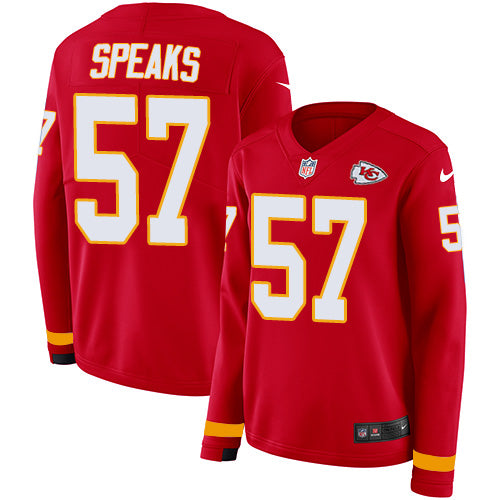 Nike Kansas City Chiefs #57 Breeland Speaks Red Team Color Women's Stitched NFL Limited Therma Long Sleeve Jersey Womens