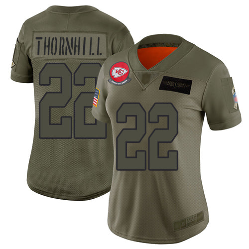 Nike Kansas City Chiefs #22 Juan Thornhill Camo Women's Stitched NFL Limited 2019 Salute to Service Jersey Womens