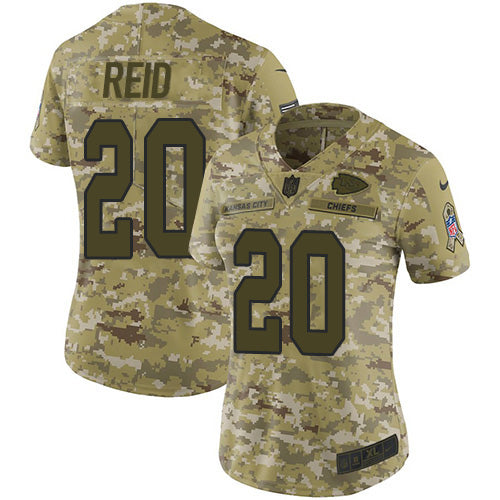 Nike Kansas City Chiefs #20 Justin Reid Camo Women's Stitched NFL Limited 2018 Salute to Service Jersey Womens