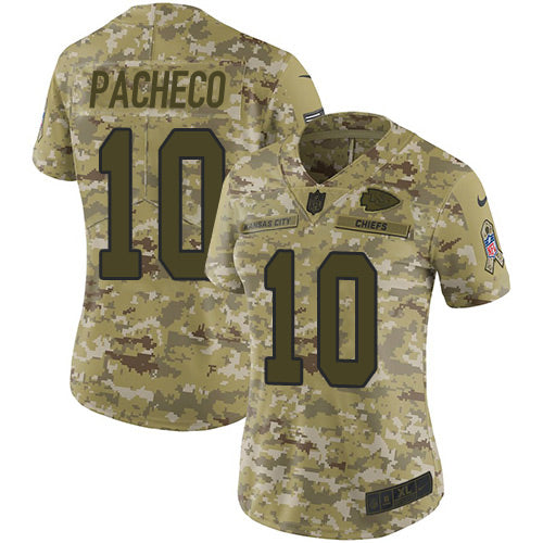 Nike Kansas City Chiefs #10 Isiah Pacheco Camo Women's Stitched NFL Limited 2018 Salute to Service Jersey Womens