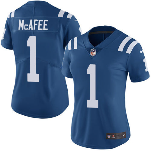 Nike Indianapolis Colts #1 Pat McAfee Royal Blue Team Color Women's Stitched NFL Vapor Untouchable Limited Jersey Womens