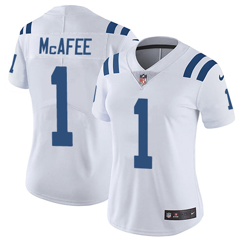 Nike Indianapolis Colts #1 Pat McAfee White Women's Stitched NFL Vapor Untouchable Limited Jersey Womens