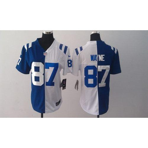 Nike Indianapolis Colts #87 Reggie Wayne Royal Blue/White Women's Stitched NFL Elite Split Jersey Womens