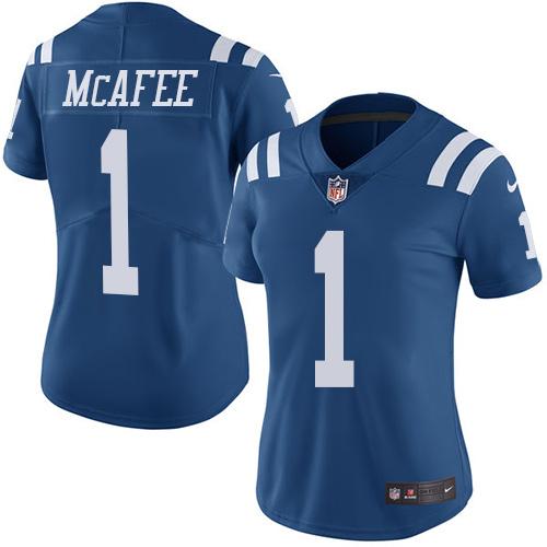 Nike Indianapolis Colts #1 Pat McAfee Royal Blue Women's Stitched NFL Limited Rush Jersey Womens