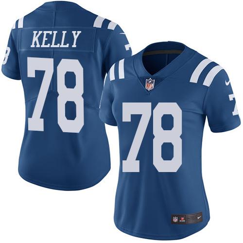 Nike Indianapolis Colts #78 Ryan Kelly Royal Blue Women's Stitched NFL Limited Rush Jersey Womens