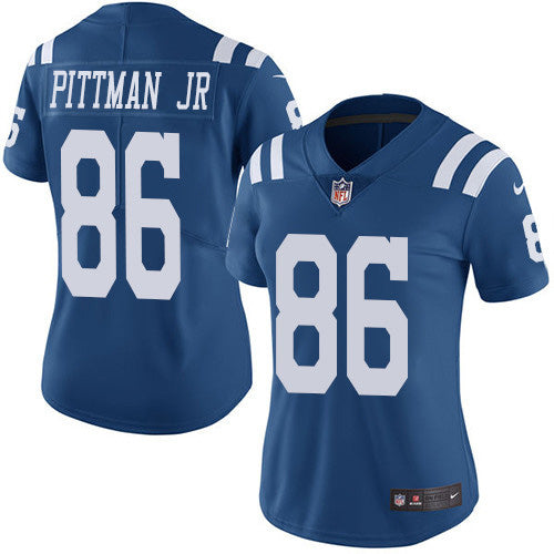 Nike Indianapolis Colts #86 Michael Pittman Jr. Royal Blue Women's Stitched NFL Limited Rush Jersey Womens