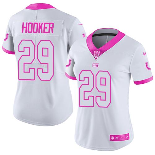 Nike Indianapolis Colts #29 Malik Hooker White/Pink Women's Stitched NFL Limited Rush Fashion Jersey Womens
