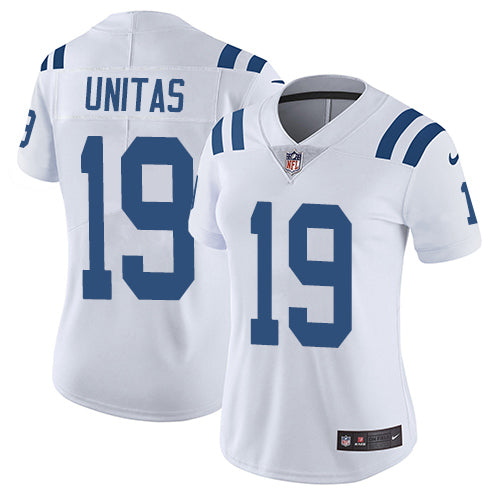 Nike Indianapolis Colts #19 Johnny Unitas White Women's Stitched NFL Vapor Untouchable Limited Jersey Womens