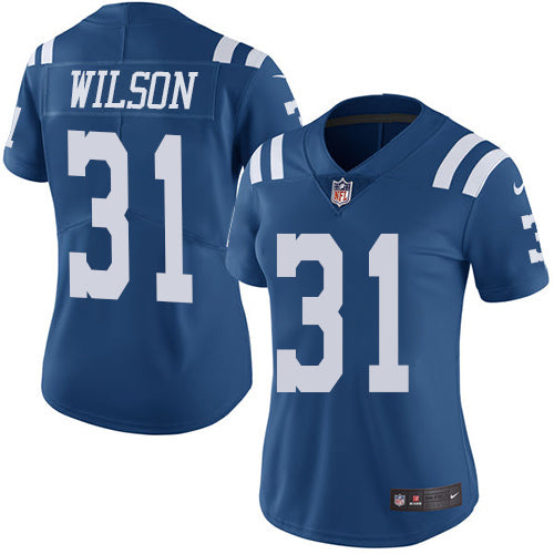 Nike Indianapolis Colts #31 Quincy Wilson Royal Blue Women's Stitched NFL Limited Rush Jersey Womens