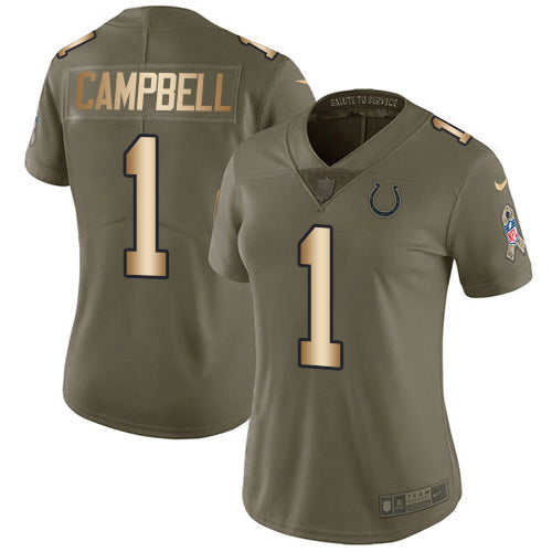 Nike Indianapolis Colts #1 Parris Campbell Olive/Gold Women's Stitched NFL Limited 2017 Salute To Service Jersey Womens