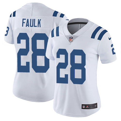 Nike Indianapolis Colts #28 Marshall Faulk White Women's Stitched NFL Vapor Untouchable Limited Jersey Womens