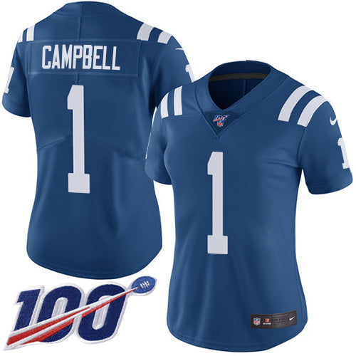 Nike Indianapolis Colts #1 Parris Campbell Royal Blue Team Color Women's Stitched NFL 100th Season Vapor Limited Jersey Womens