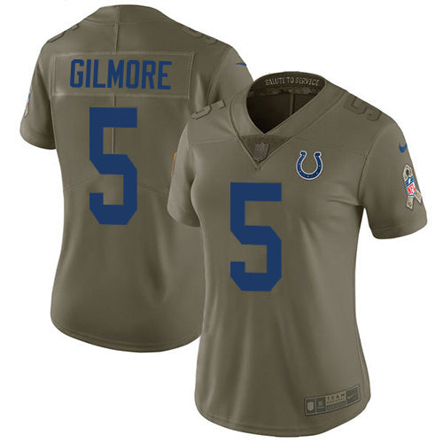 Nike Indianapolis Colts #5 Stephon Gilmore Olive Women's Stitched NFL Limited 2017 Salute To Service Jersey Womens