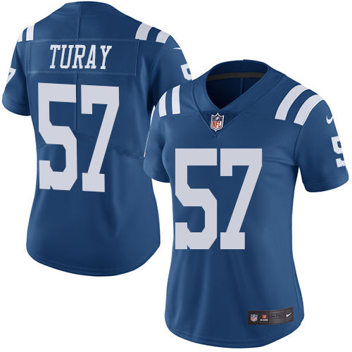 Nike Indianapolis Colts #57 Kemoko Turay Royal Blue Women's Stitched NFL Limited Rush Jersey Womens